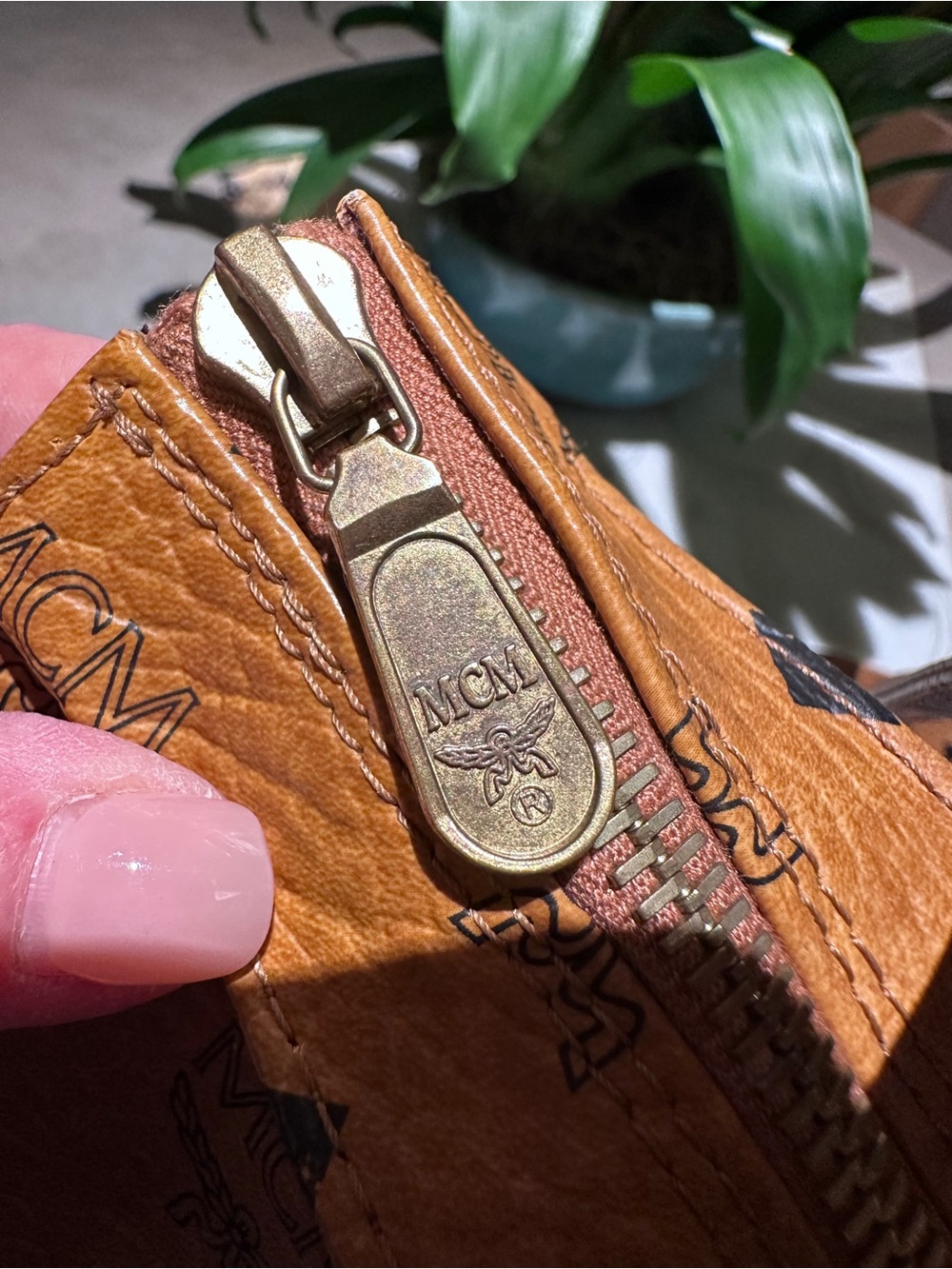 MCM Cognac Monogram Shoulder Bag - Picture 7 of 13